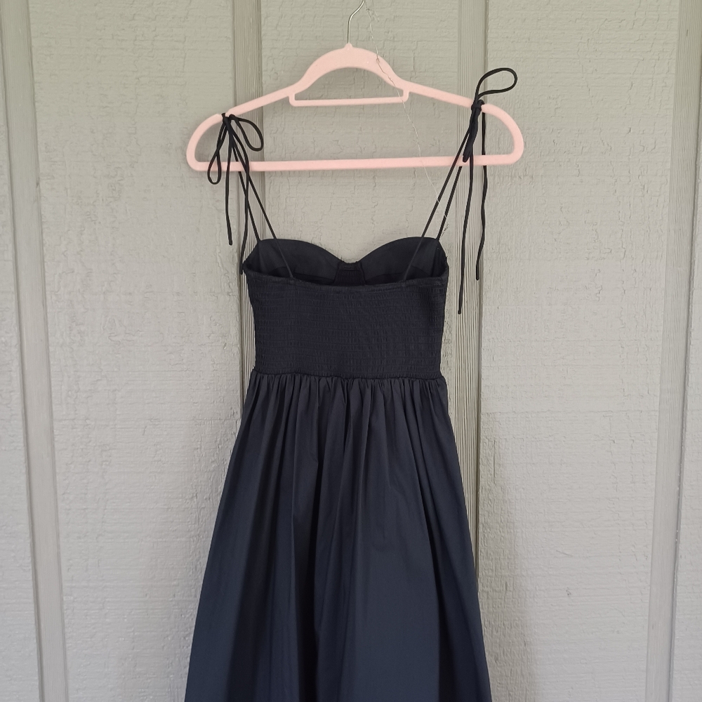 Staud Landry Maxi Dress Size XS Women Feminine Cotton Blend Pockets Smock Black - Picture 7 of 13